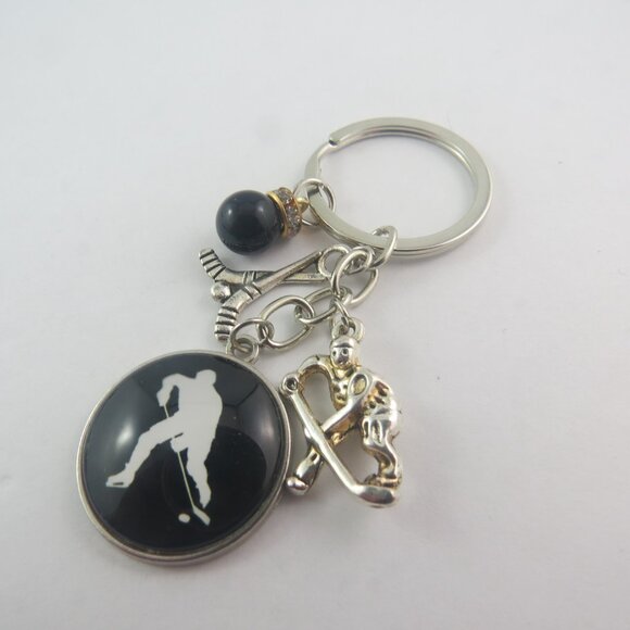 Hockey Keychain Hockey Lover Gift Hockey Stick Charm Key Ring Gift for Player - Picture 2 of 4